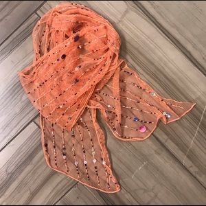 🌻2xHP🌻 Lovely Coral Beaded Mesh Scarf